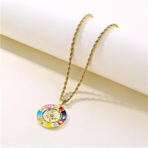 Boho Evil Eye Necklace – 14K Gold Plated Pendant & Rope Chain - Picture 3 of 5